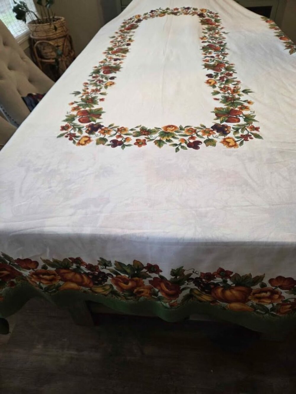 Fall themed tablecloth approximately 60"x80"